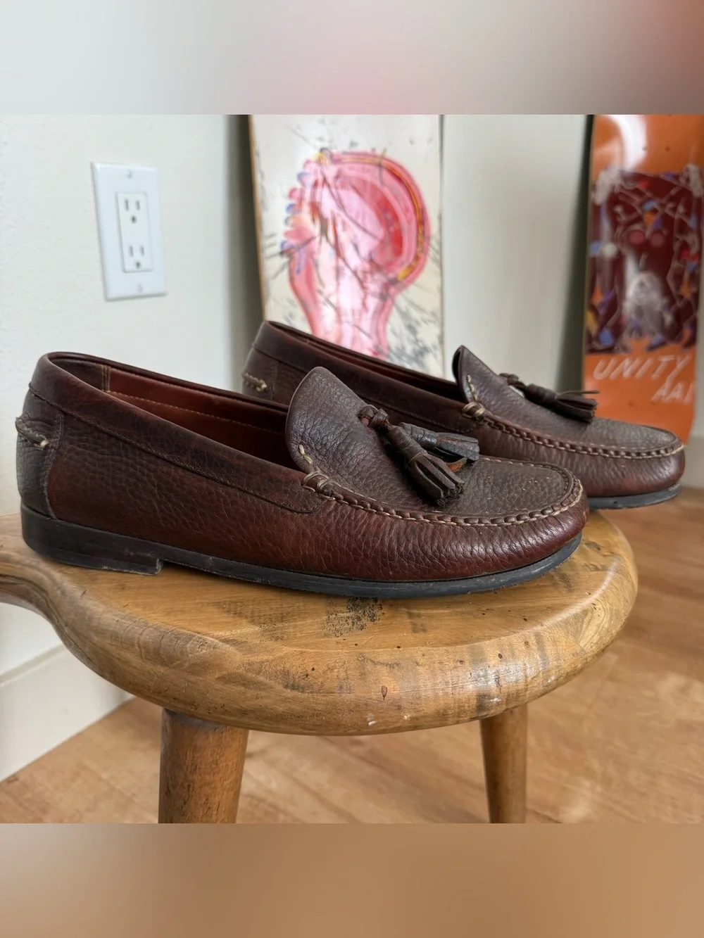 Vintage 90s 2000s Brown Leather Tassel Loafers ~ Size 8.5